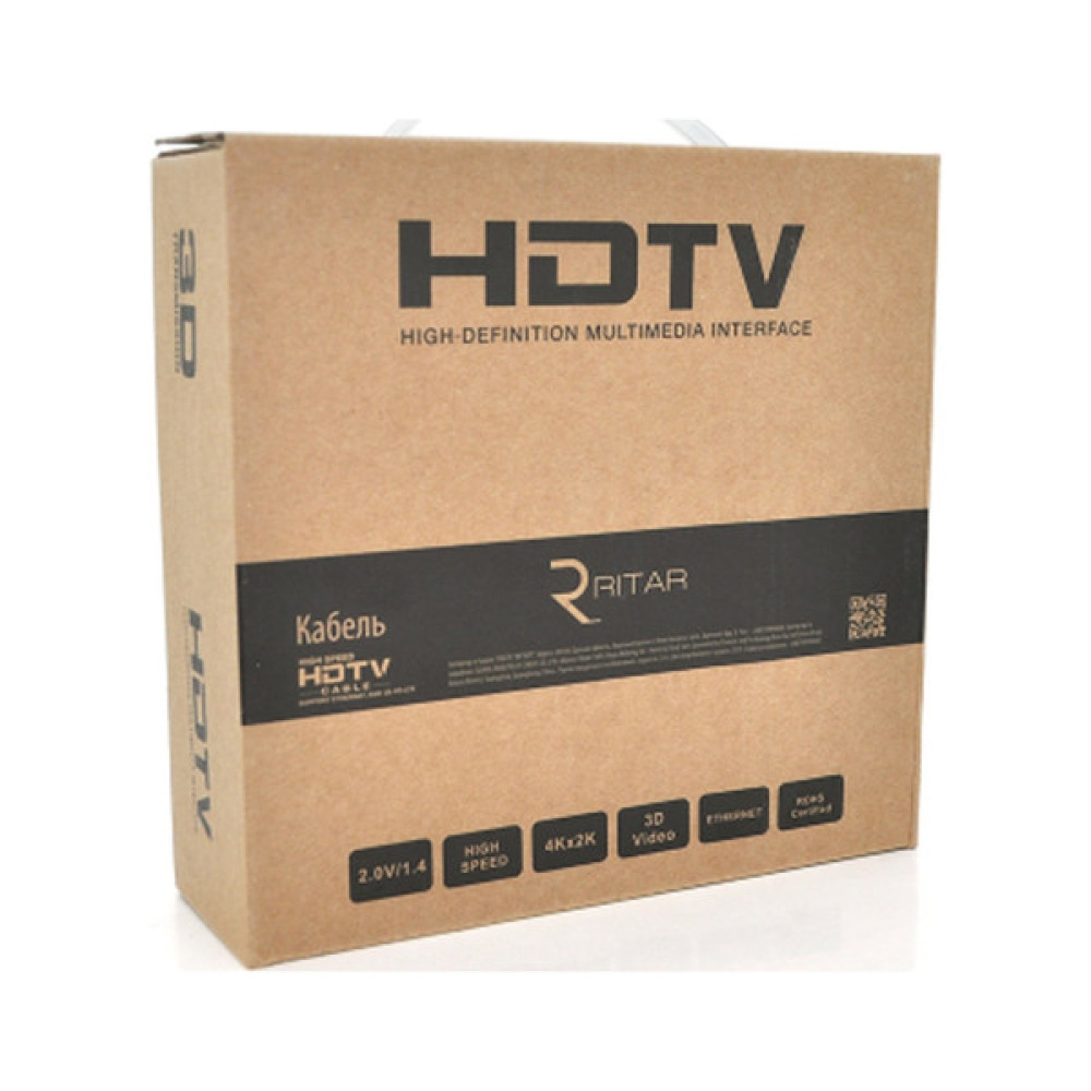 Кабель мультимедійний HDMI M to HDMI M 2.0m V1.4 1080P black Ritar (HDMI(M)/(M)V1.4-2m-94B)