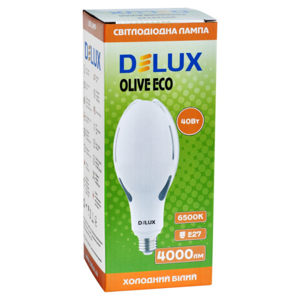 Лампочка Delux OLIVE ECO 40Вт E27 6500K 230В (90023325)