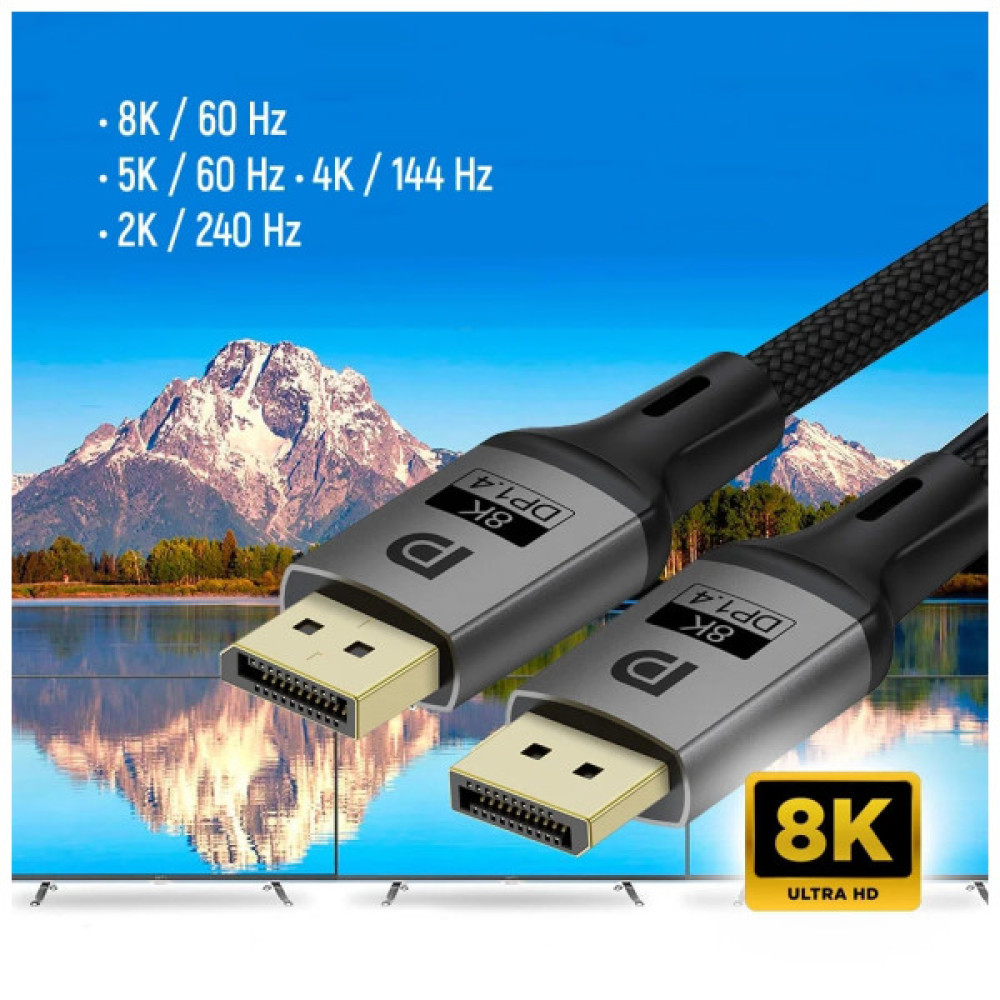 Кабель мультимедійний DisplayPort M to DisplayPort M 1.5m V1.4 8K black ColorWay (CW-CBDP093-BK)
