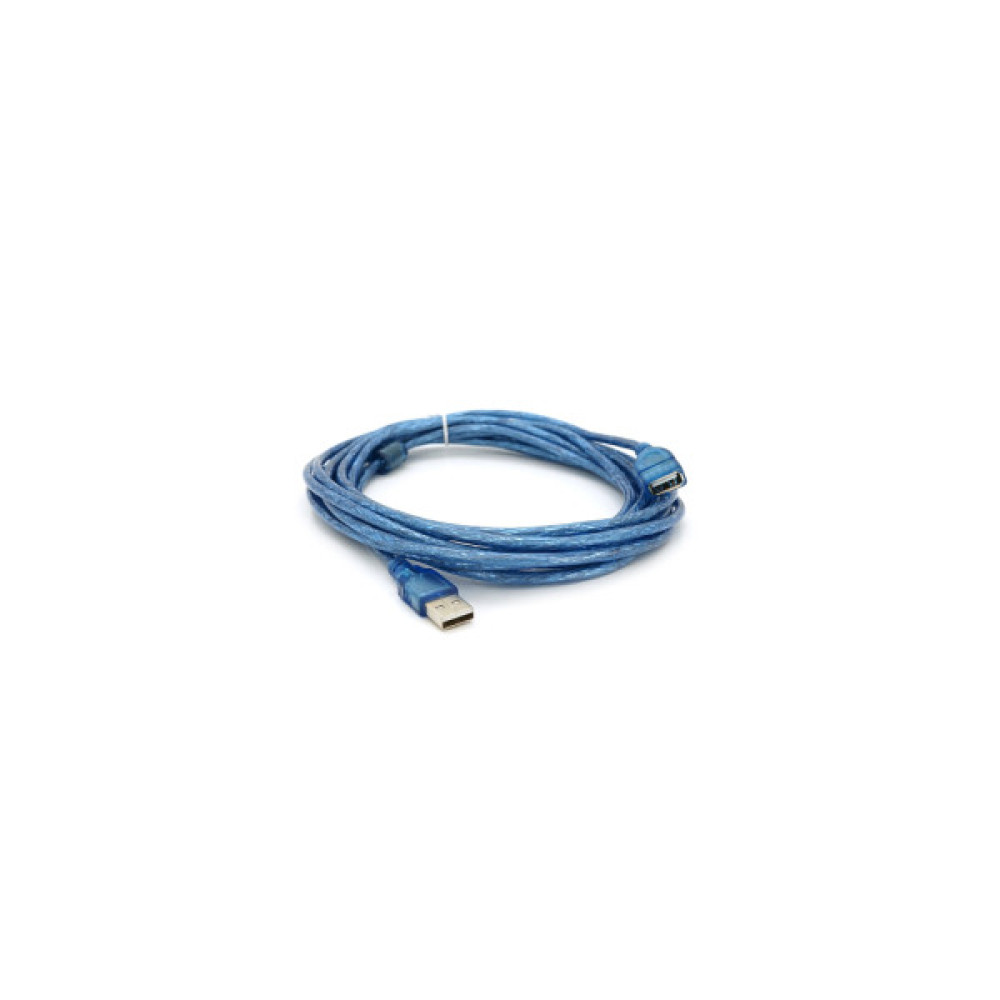 Дата кабель USB 2.0 AM/AF 5.0m ferrite transparent blue Voltronic (YT-AM/AF-5.0TBL)