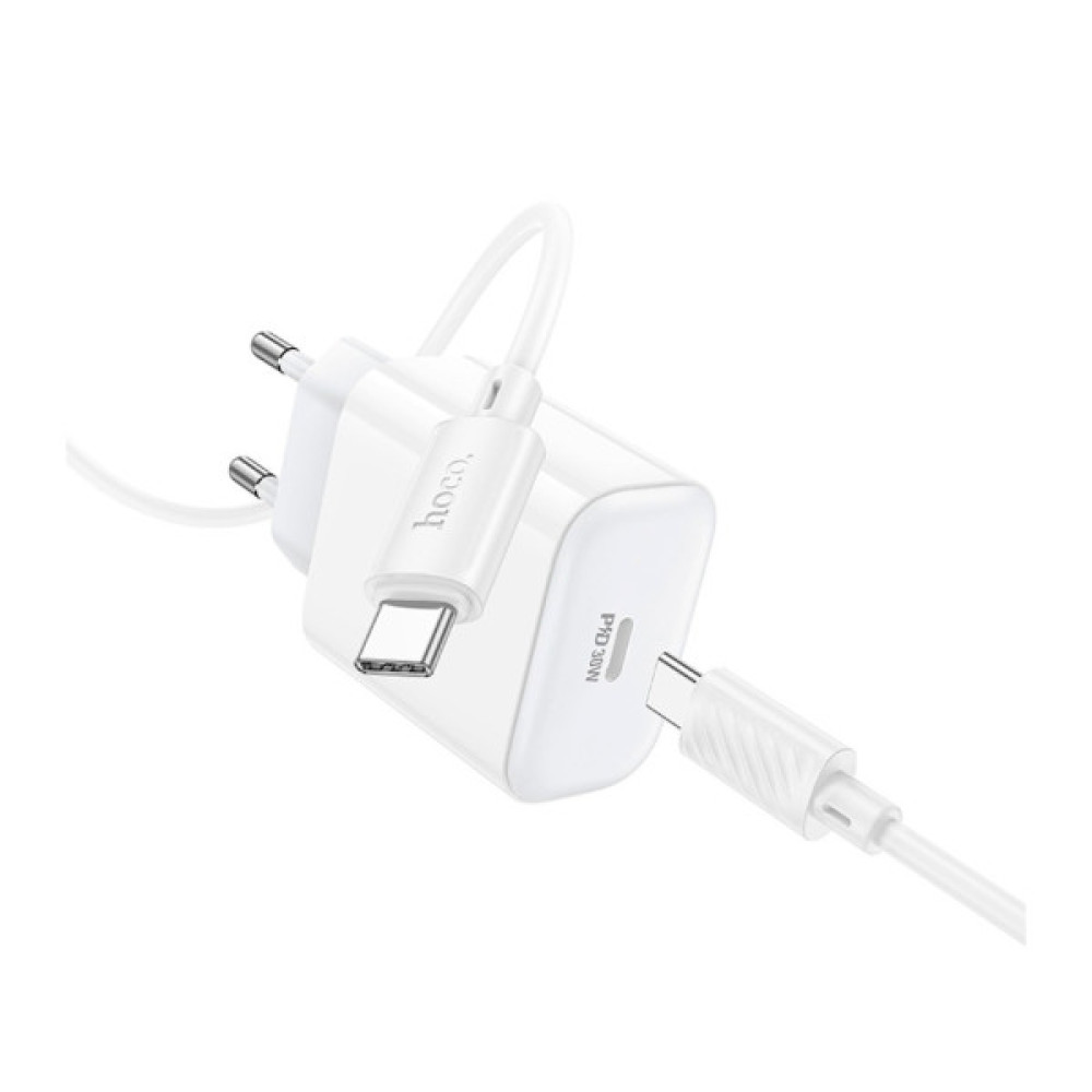 Зарядний пристрій HOCO C76A Pro Majestic USB-C PD30W + cable USB-C to USB-C White (6942007616324)