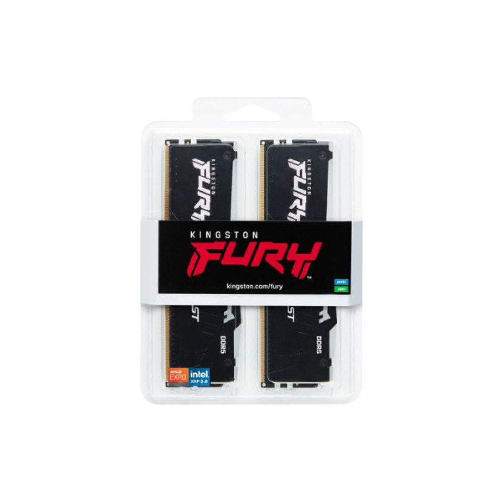 Модуль пам'яті для комп'ютера DDR5 128GB (2x64GB) 5600 MHz Beast RGB Kingston Fury (ex.HyperX) (KF556C36BBEAK2-128)