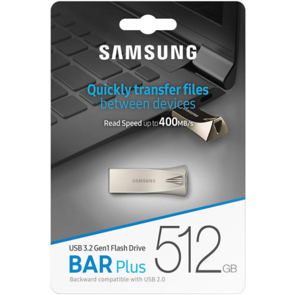 Накопичувач Samsung 512GB USB 3.1 Type-A Bar Plus Срібний