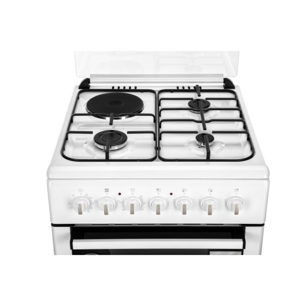 Плита ARDESTO комбі 3 газ + 1 електро, 64л, 60x60см, підсвічування, форсунки LPG (підключення газового балона), знімні направляючі, білий