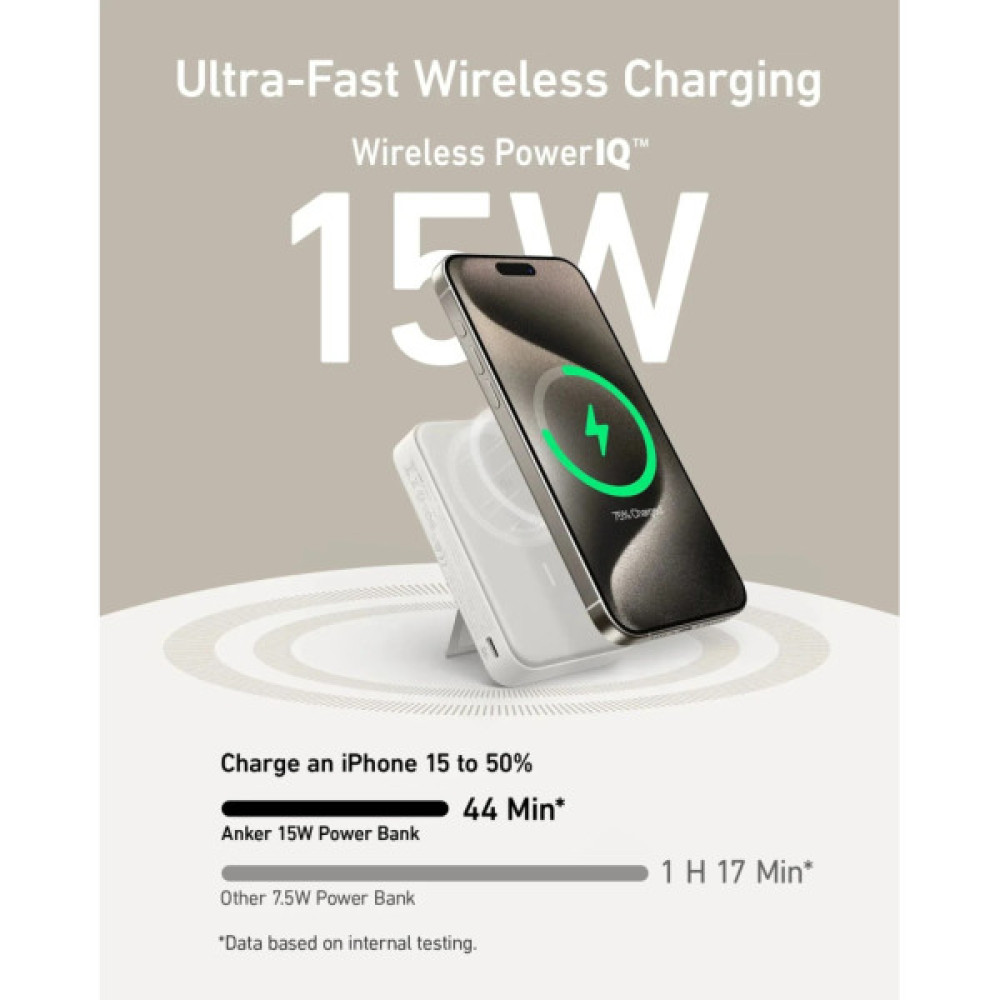 Батарея універсальна Anker 10000mAh MagGo Qi2/15W, PD, 27W, USB-C, white (A1654G21)