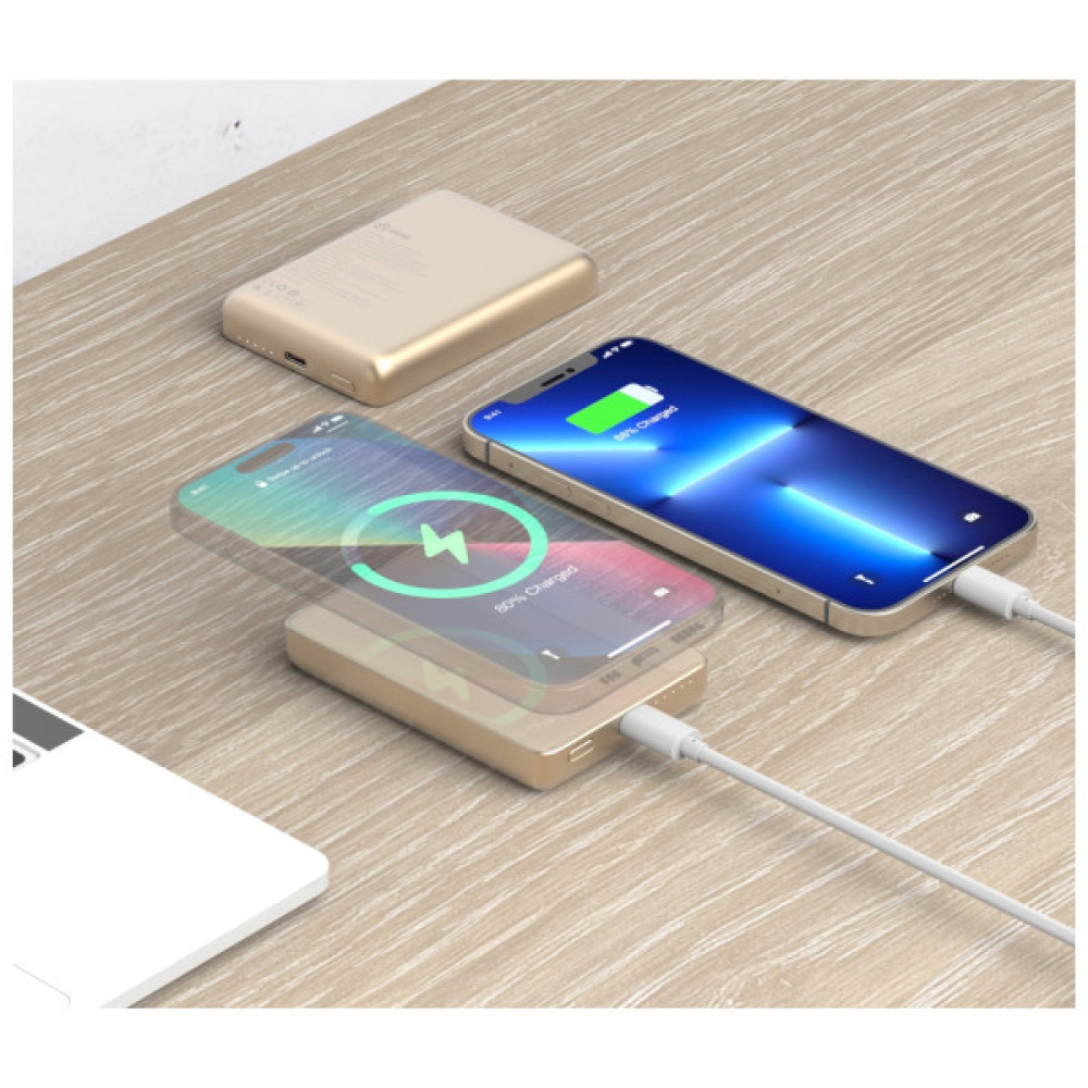 Батарея універсальна Atria 10000mAh, PD/20W, 15W Wireless MagSafe, White (WPD-W72G)