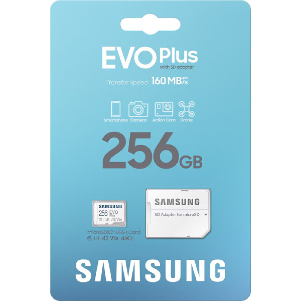 Карта пам'яті Samsung 256GB microSD class 10 UHS-I U3 V30 A2 EVO Plus (MB-MC256SA/EU)