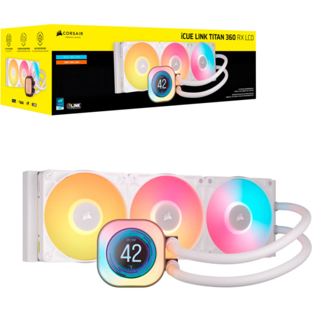 Система рідинного охолодження Corsair iCUE LINK TITAN 360 RX LCD White AIO (CW-9061026-WW)