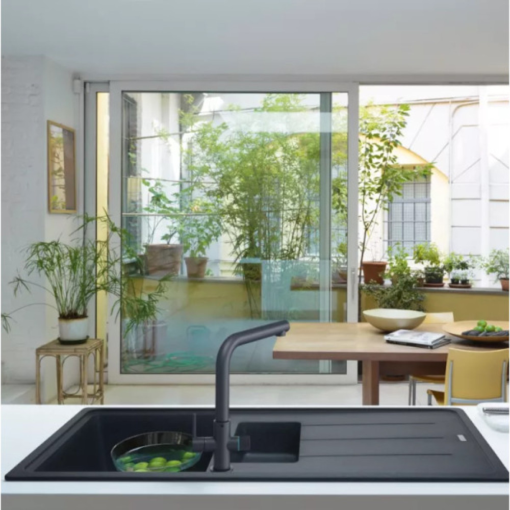 Змішувач для кухні Franke Lina L Clear Water 2.0, довж.виливу - 254 мм, поворотний, 1 важіль , чорний матовий