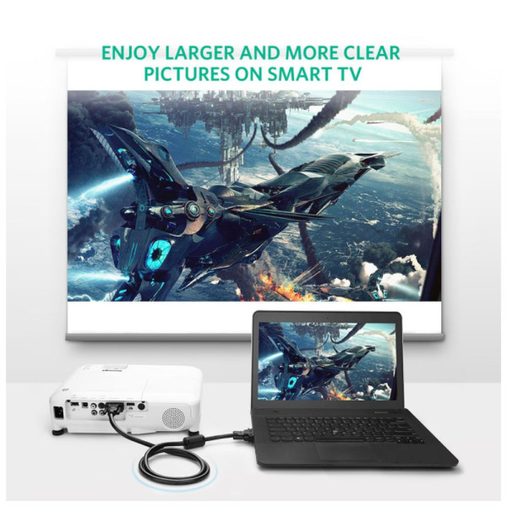 Кабель мультимедійний VGA M to VGA M 2.0m VG101 black Ugreen (11646) Кабель мультимедійний VGA M to VGA M 2.0m VG101 black Ugreen (11646)