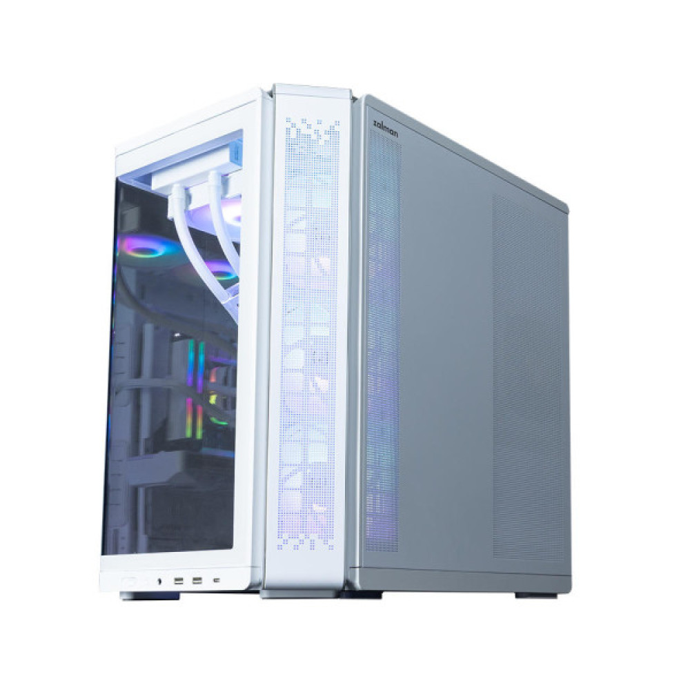 Корпус Zalman P60 без БЖ, 2xUSB3.0, 1x Type C, 3x120мм ARGB Reverse, 2x120мм ARGB, VGA 435мм, LCS ready, Curved Tempered Glass, Dual Chamber, ATX, білий