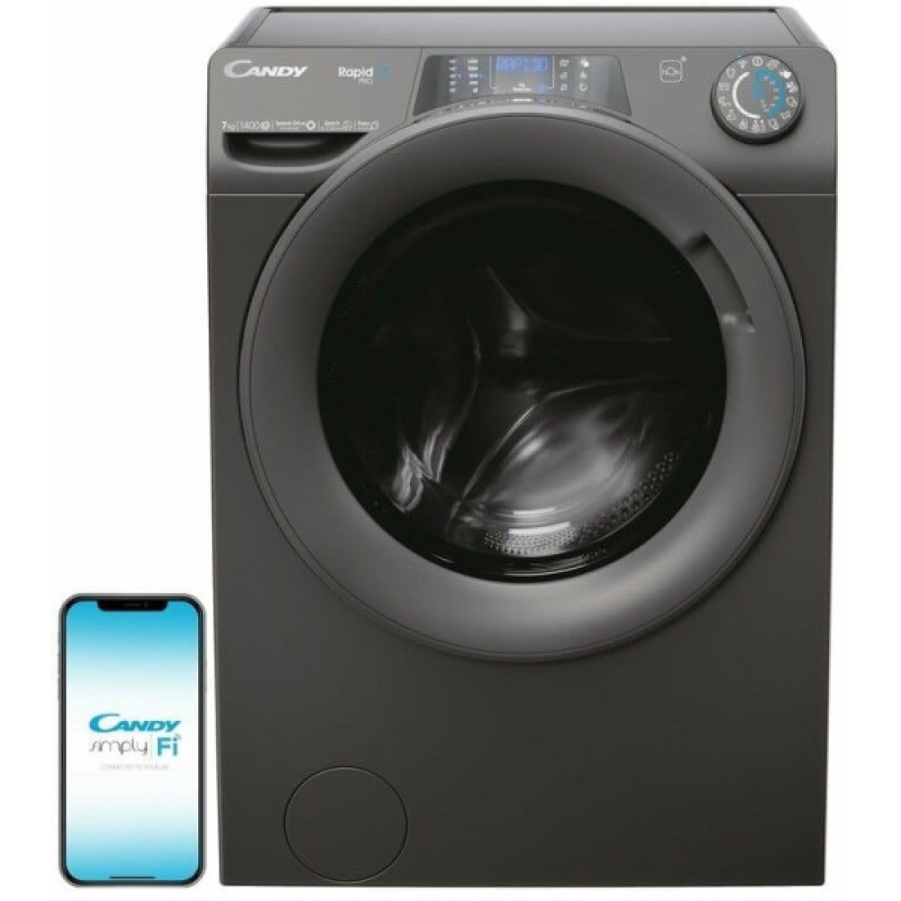 Пральна машина Candy фронтальна, 7кг, 1400, A+++, 45см, дисплей, пара, інвертор, cріблястий