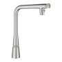 Змішувач для кухні Grohe Scala, довж.виливу - 200мм, поворотний, витяжний, вентиль + кнопка, супер сталь