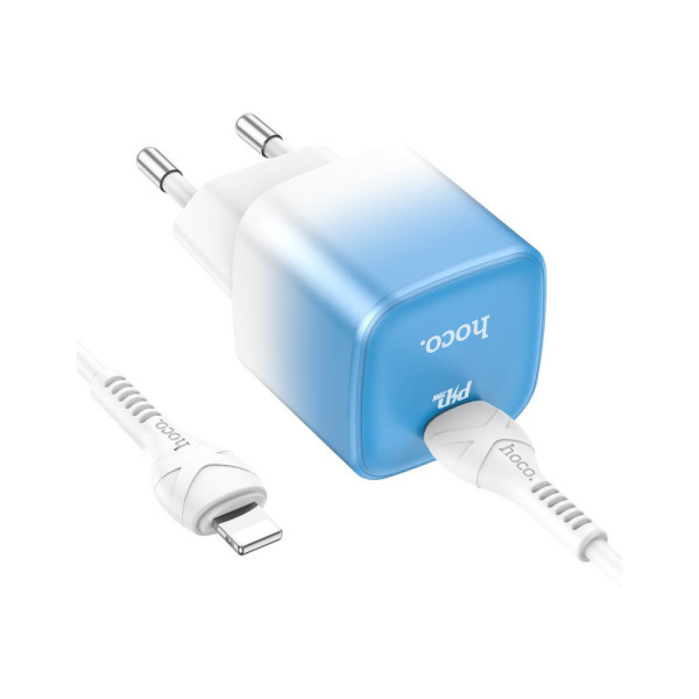 Зарядний пристрій HOCO C101A USB-C PD20W + cable USB-C to Lightning Ice Blue (6931474769381)