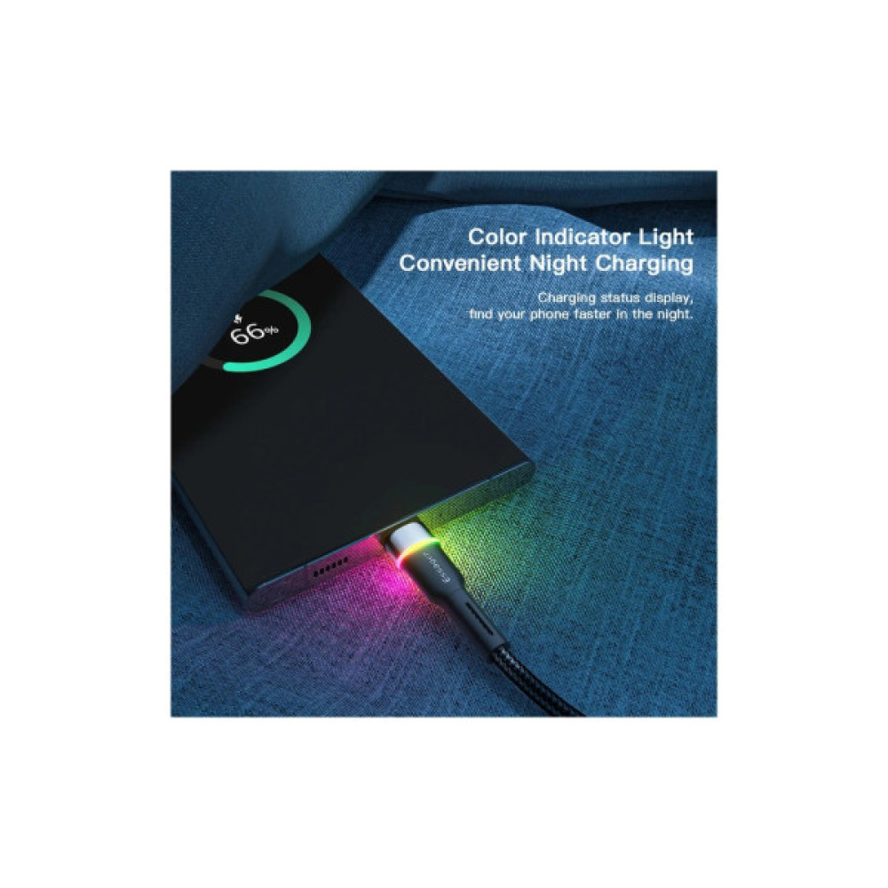 Дата кабель USB 2.0 AM to USB-C 0.5m 3A LED black Essager (EXCT-XCDB01)