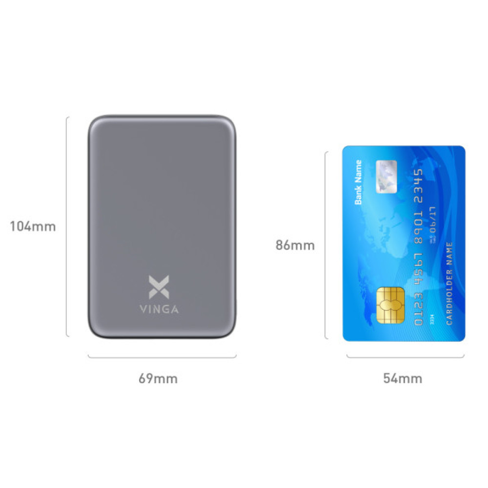 Батарея універсальна Vinga 5000 mAh 20W/15W Wireless (VPBB520WL)