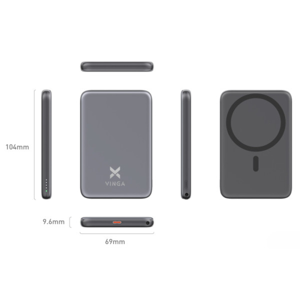 Батарея універсальна Vinga 5000 mAh 20W/15W Wireless (VPBB520WL)