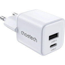 Зарядний пристрій Choetech 1xUSB-C PD30W PPS + 1xUSB QC3.0 (PD5012-EU-WH)