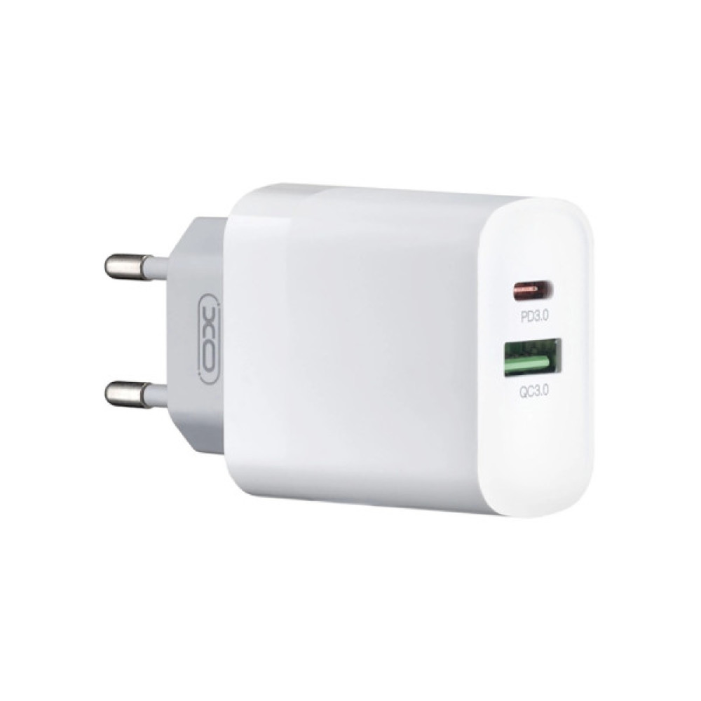 Зарядний пристрій XO L64 USB-A + USB-C 18W White (L64.white)
