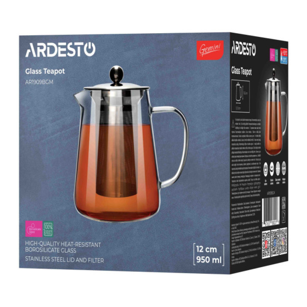 Заварник ARDESTO Gemini Milano 950 мл, прозорий (AR1909BGM)
