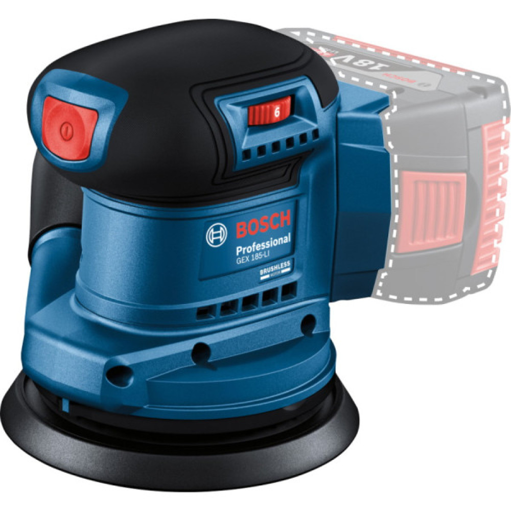 Шліфмашина ексцентрикова акумуляторна Bosch Professional GEX 185-LI 18В 125мм 6000-10000об·хв 0.93кг без АКБ та ЗП