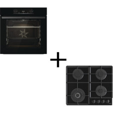 Комплект Gorenje (духовка електрична BO6735E05B + поверхня газова на склі GTW641EB), 743549, чорн