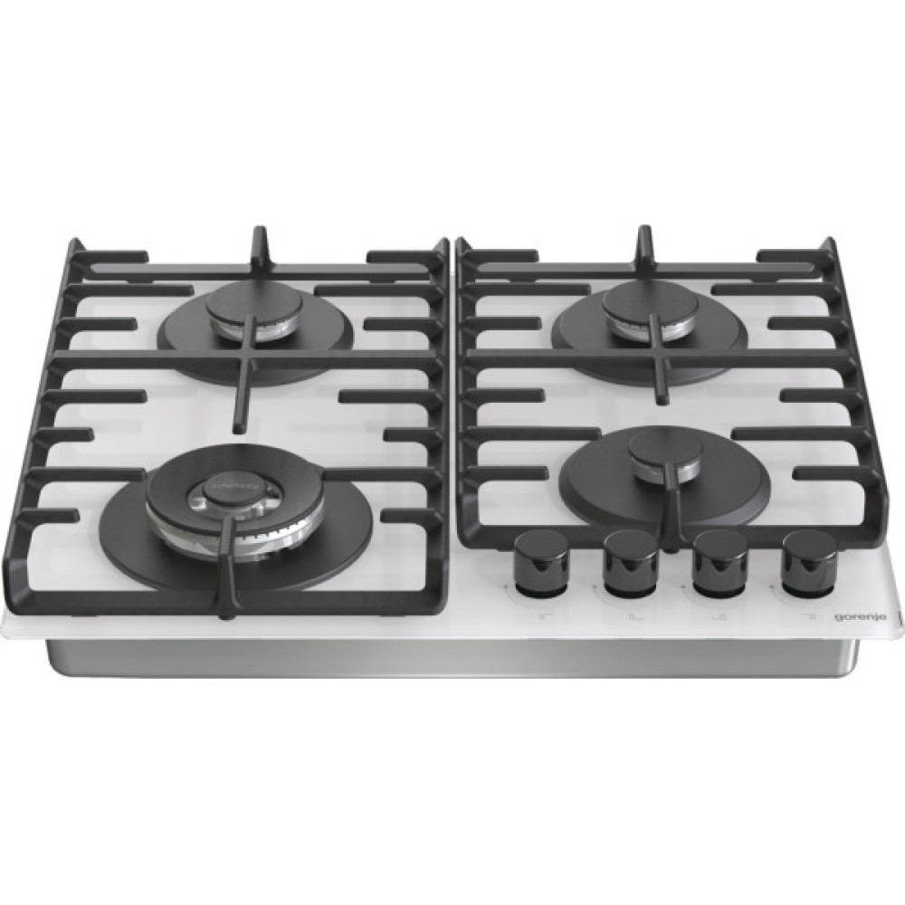 Варильна поверхня Gorenje газова на склі, 60см, чавун, білий