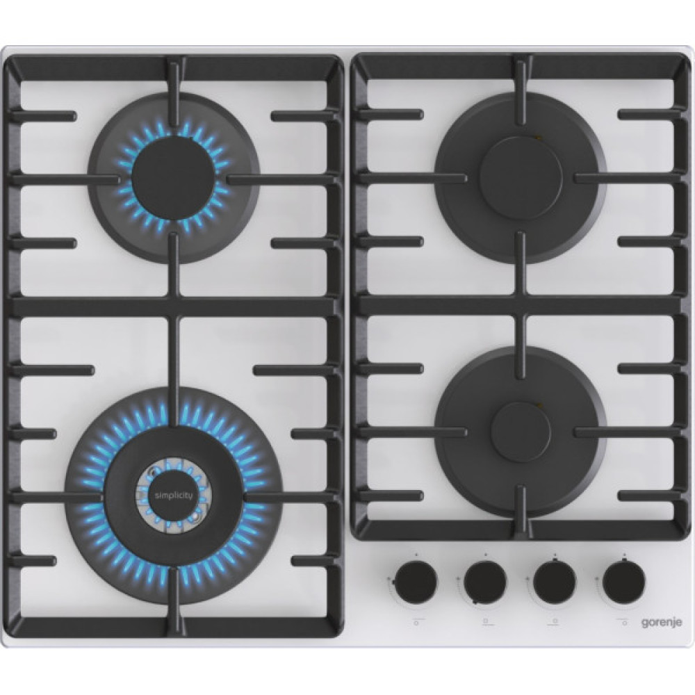 Варильна поверхня Gorenje газова на склі, 60см, чавун, білий