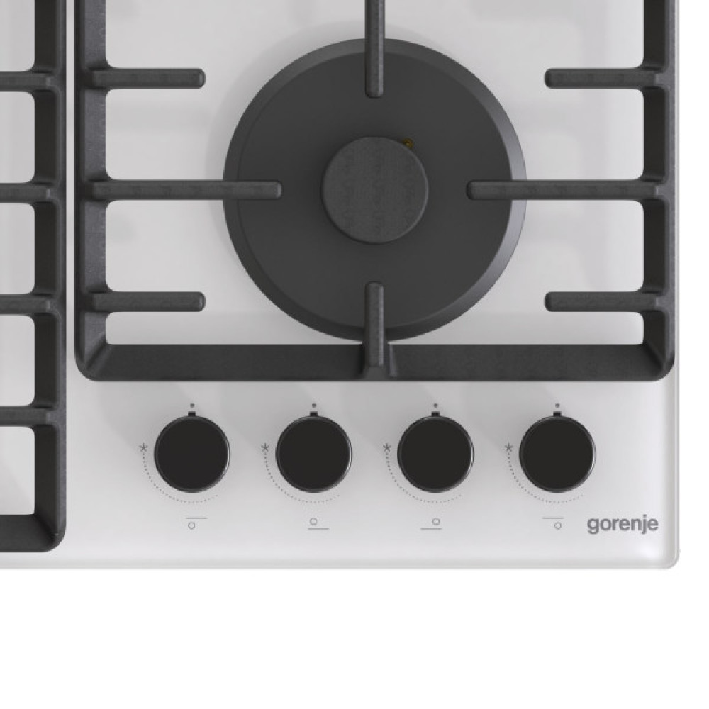 Варильна поверхня Gorenje газова на склі, 60см, чавун, білий