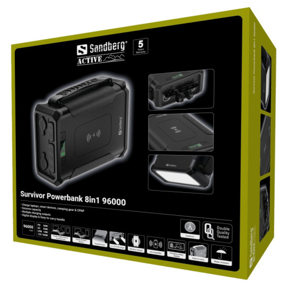 Батарея універсальна Sandberg 96000mAh, Survivor, DC/84W, PD/60W, Cigar Lighter 180W, Wireless, LiFePo4 (420-78)