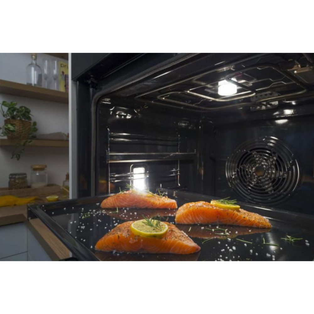 Духова шафа Gorenje електрична, 77л, A+, пара, дисплей, готування на різних рівнях, нерж