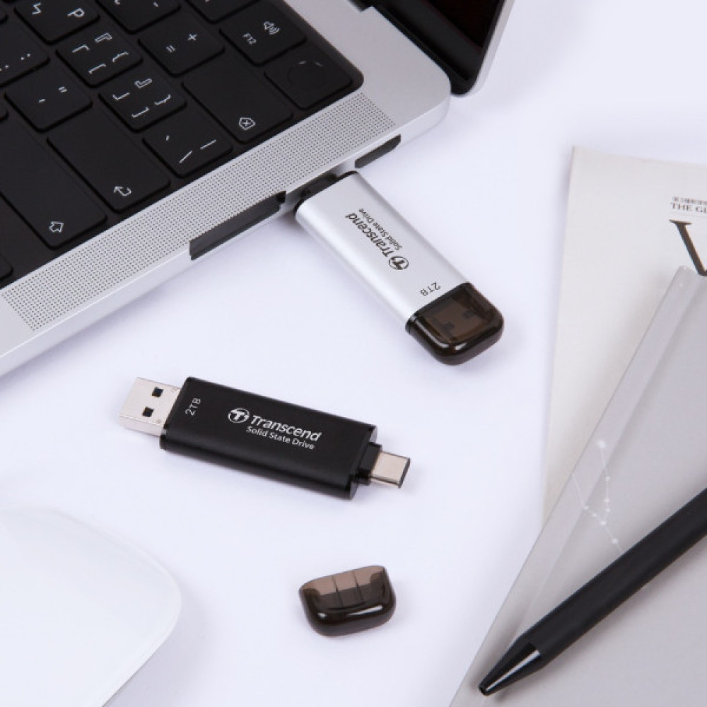 Портативний SSD Transcend  512GB USB 3.1 Gen 2 Type-A + Type-C ESD310 Чорний