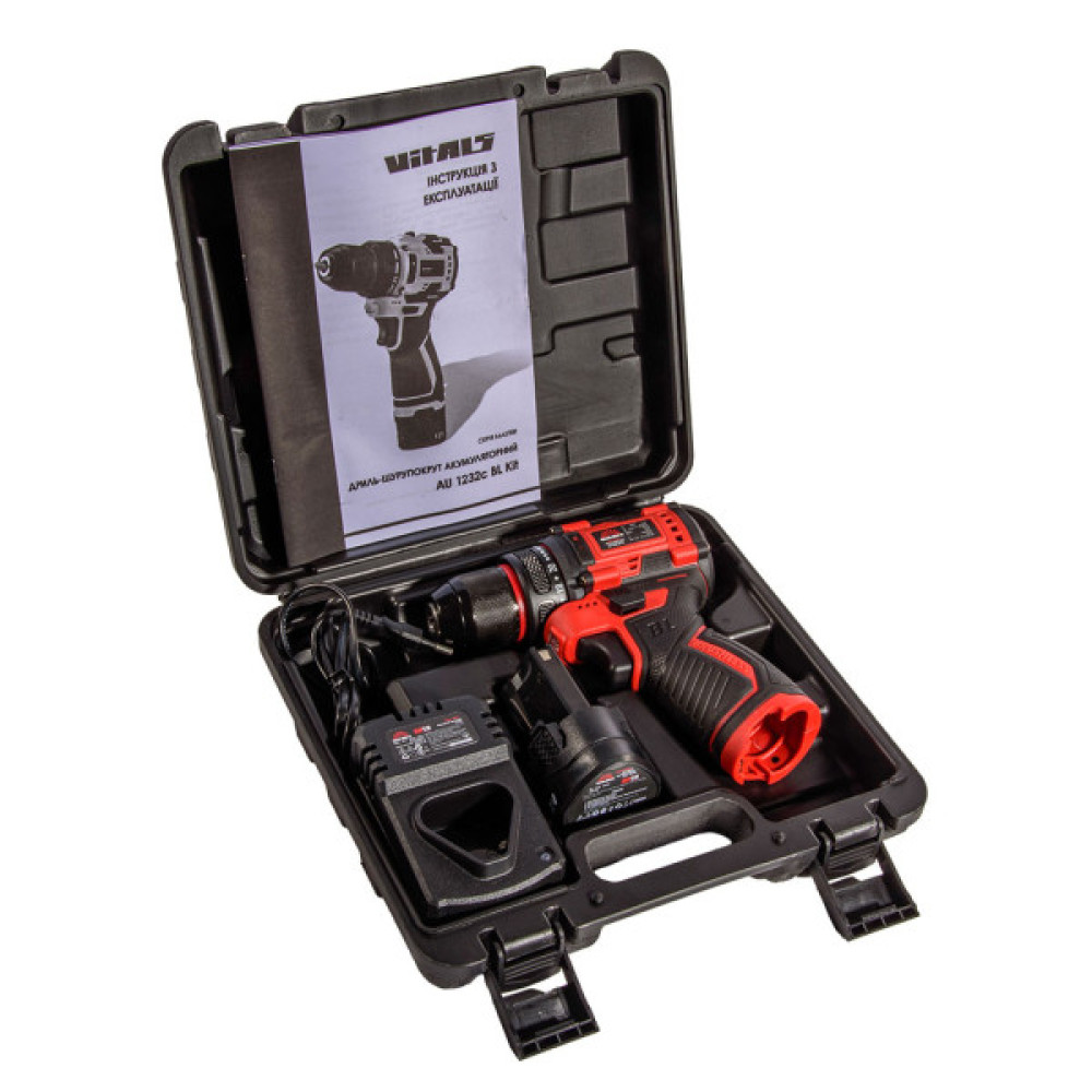 Шуруповерт Vitals Master, AU 1232c BL Kit, 12V, АКБ 1x2Ah, 32Нм, 400·1400об/хв, 1.37кг (235676)