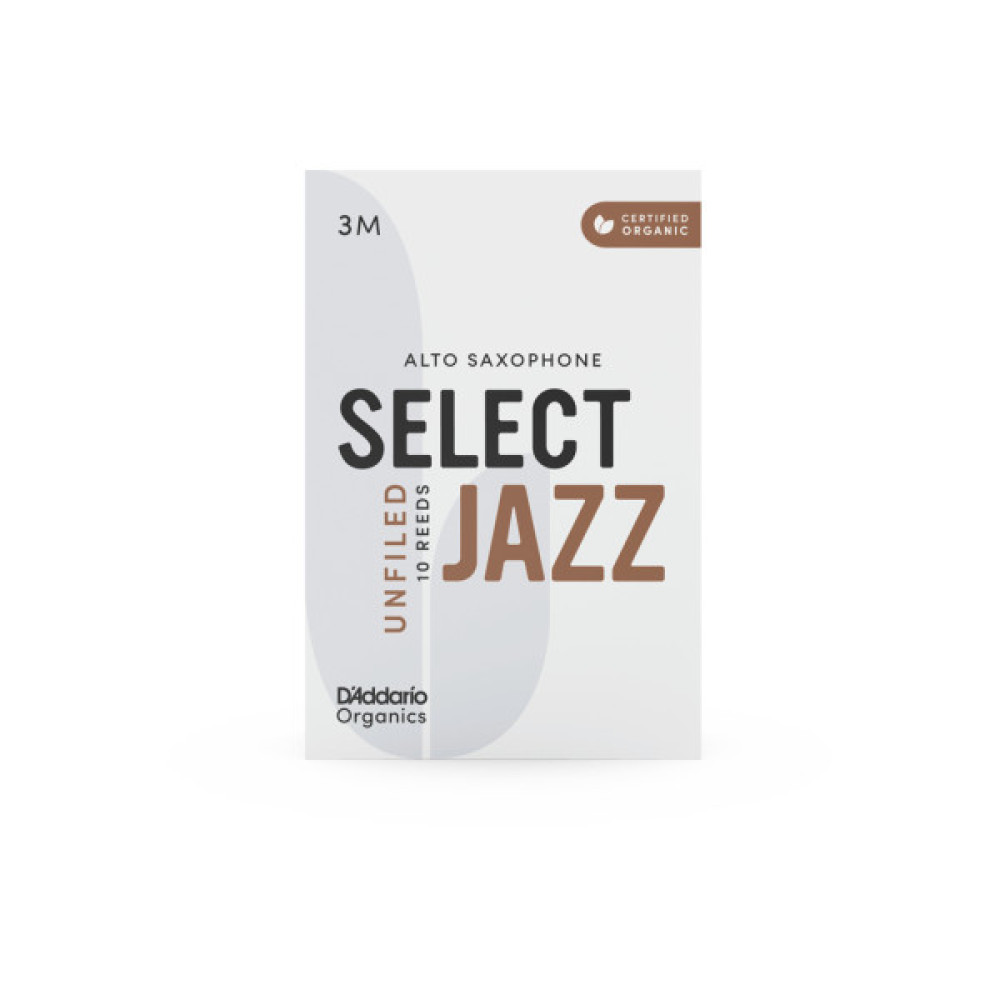 Тростина для саксофона D'Addario Organic Select Jazz - Alto Sax Unfiled 3M - 10 Pack (ORRS10ASX3M)