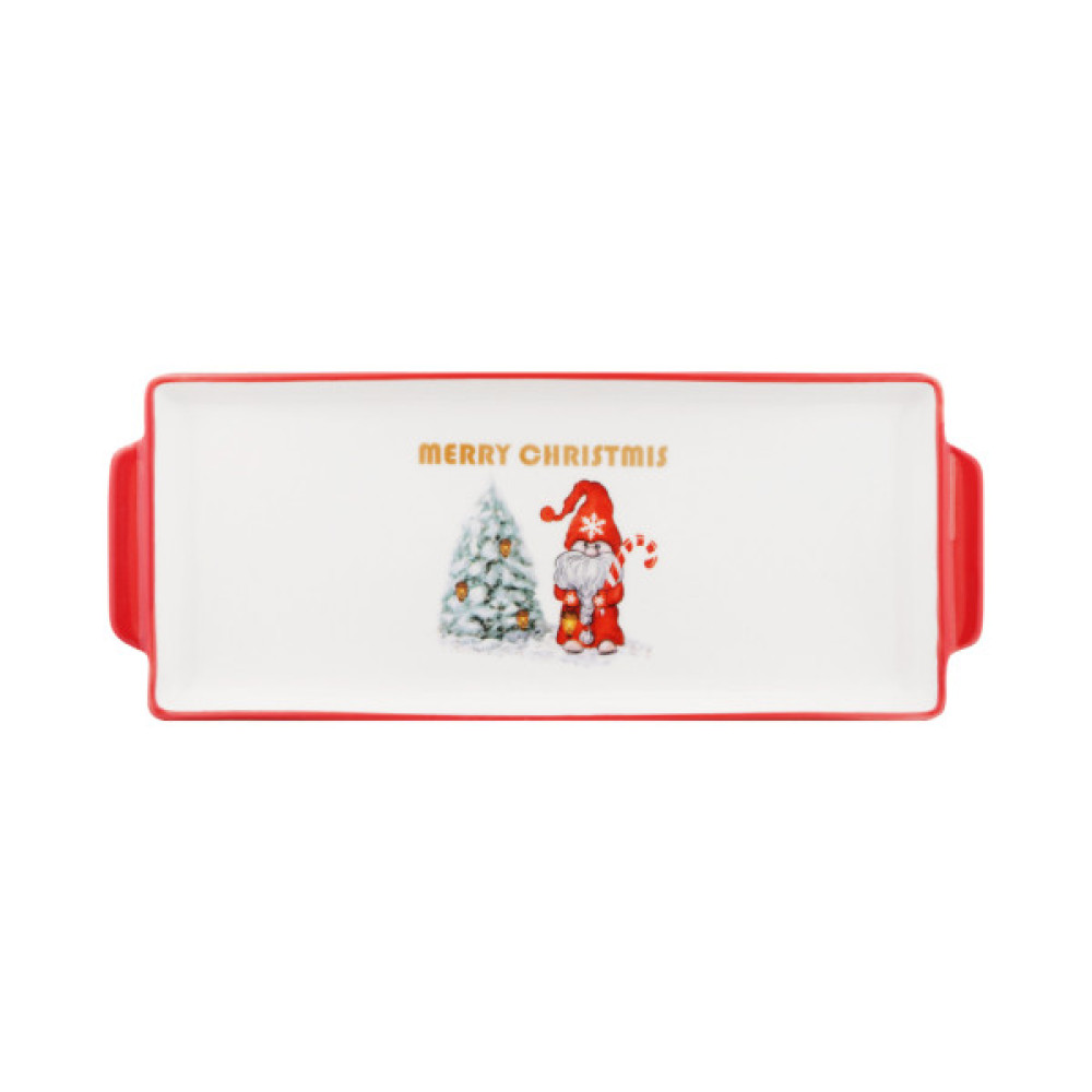 Блюдо Ardesto Christmas Gnomes, 30х12см, порцеляна, прямокутна (AR3061)