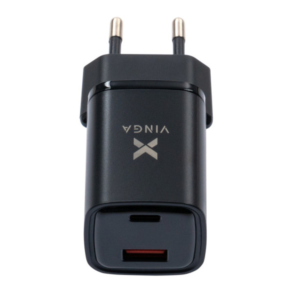 Зарядний пристрій Vinga USB-C PD30W + USB-A QC30W Display 33W Max (VCR30ACDB)