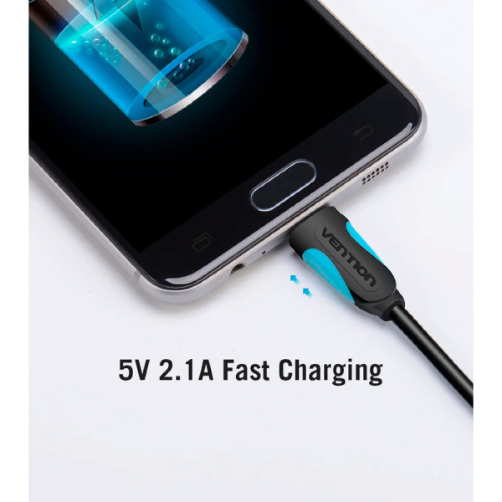 Дата кабель USB 2.0 AM to Micro 5P 0.5m Black VENTION (VAS-A08-B050)
