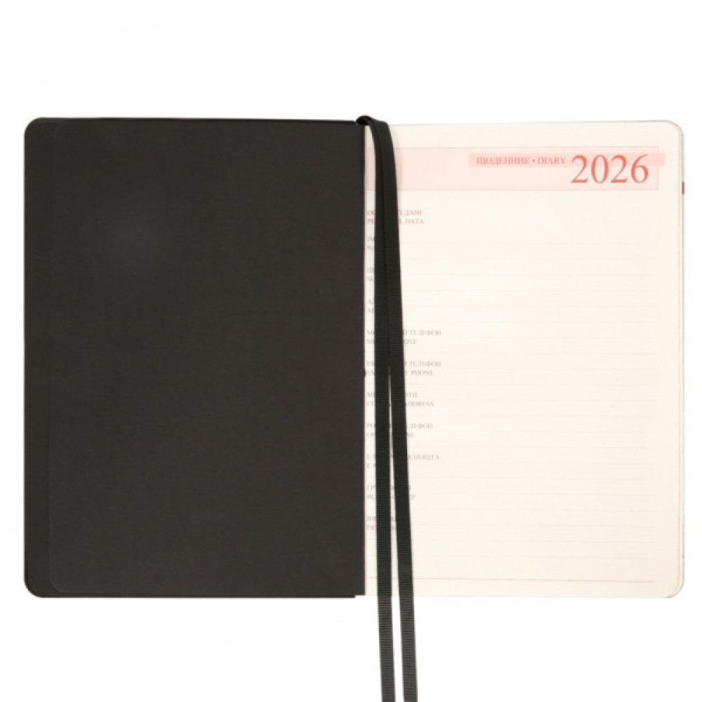 Тижневик Leo planner А5 датований 2026 "Boss", м'який, чорний, 368 сторінок (252634)