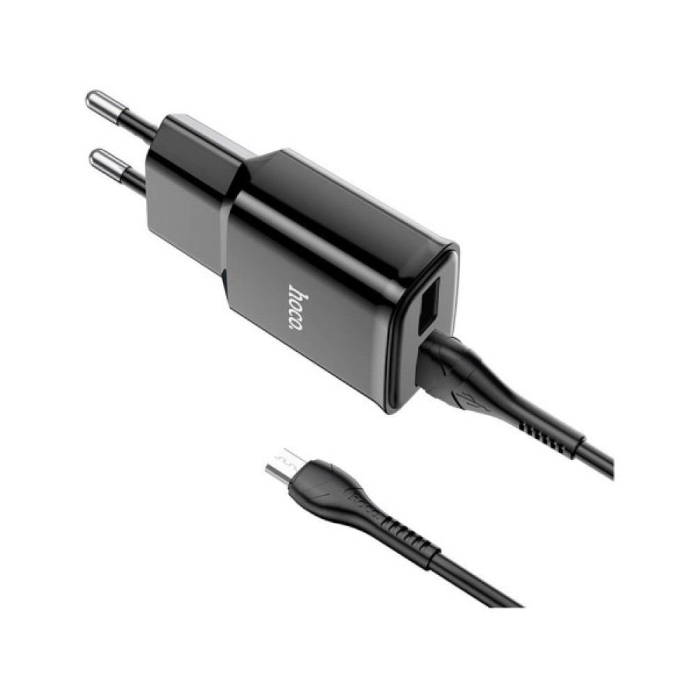 Зарядний пристрій HOCO C88A Star round 2xUSB + cable Micro 12W Black (6931474749529)