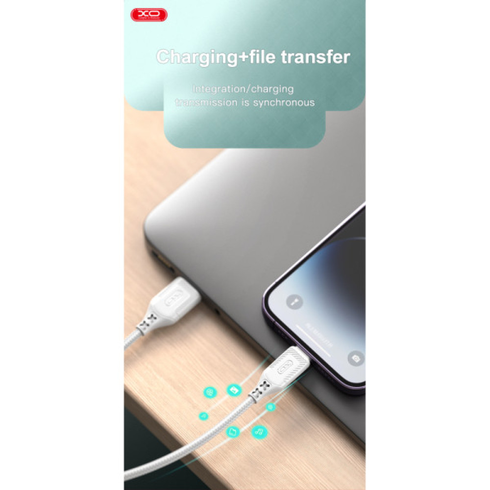 Дата кабель USB 2.0 AM to USB-C 1.0m braided white XO (NB235_C_White)