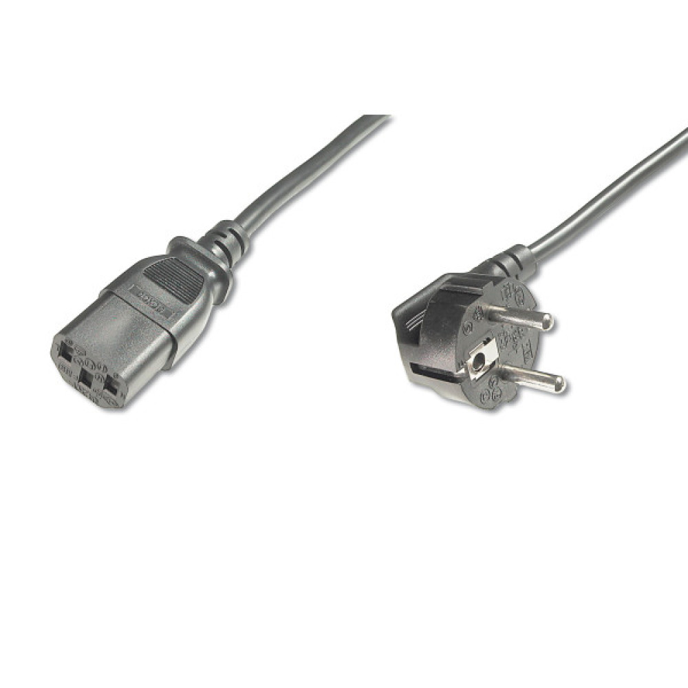 Кабель живлення DIGITUS Schuko 90/M - C13/F, 0.75м, чорний