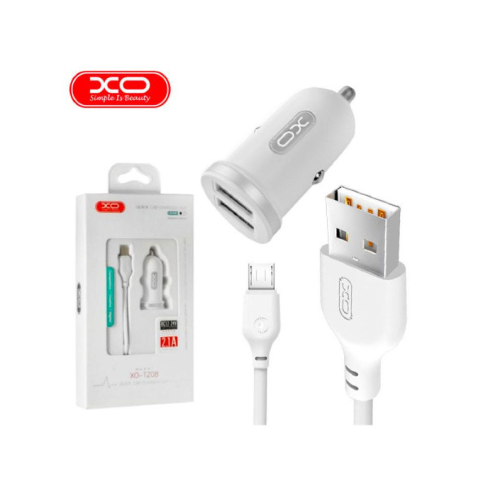 Зарядний пристрій XO 2xUSB 2.1A + cable USB to Micro 5P white (TZ08-M-WH)