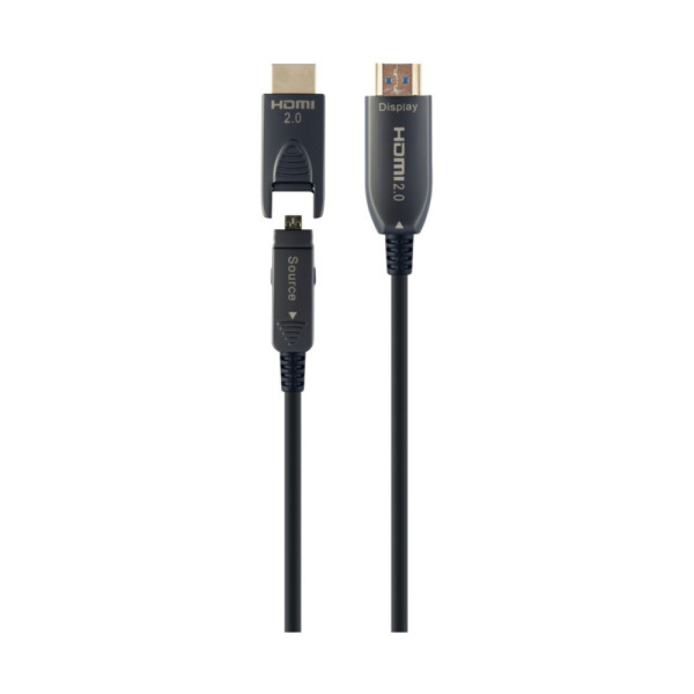 Кабель мультимедійний HDMI M to HDMI M 20.0m V2.0 AOC 4K60Hz gold Cablexpert (CCBP-HDMID-AOC-20M)