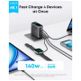 Зарядний пристрій Anker Laptop GaN 140W 3xUSB-C PD3.1 + USB-A + display + cable Black (B2697GZ1)