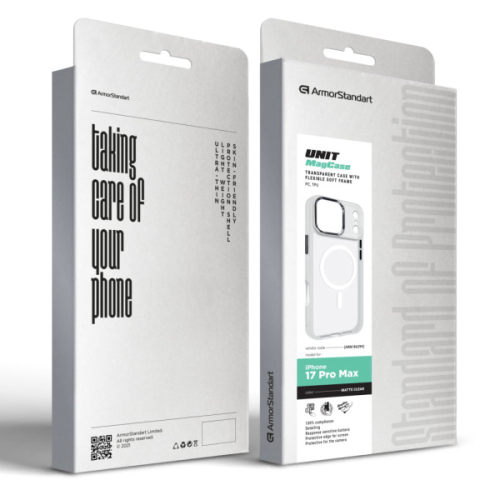 Чохол до мобільного телефона Armorstandart Unit MagCase Apple iPhone 17 Pro Max Matte Clear (ARM86299)