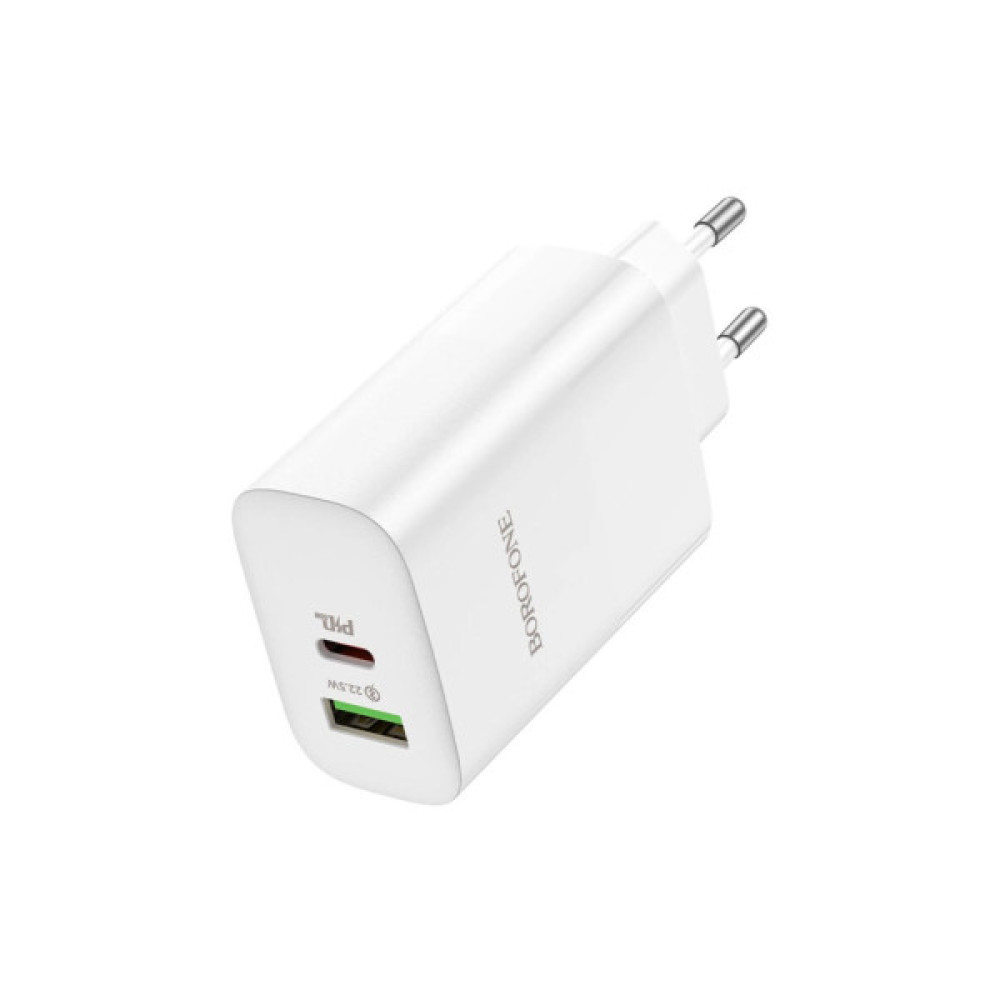 Зарядний пристрій BOROFONE BN10 Sunlight 1xUSB-C PD65W + 1xUSB-A White (6974443388190)