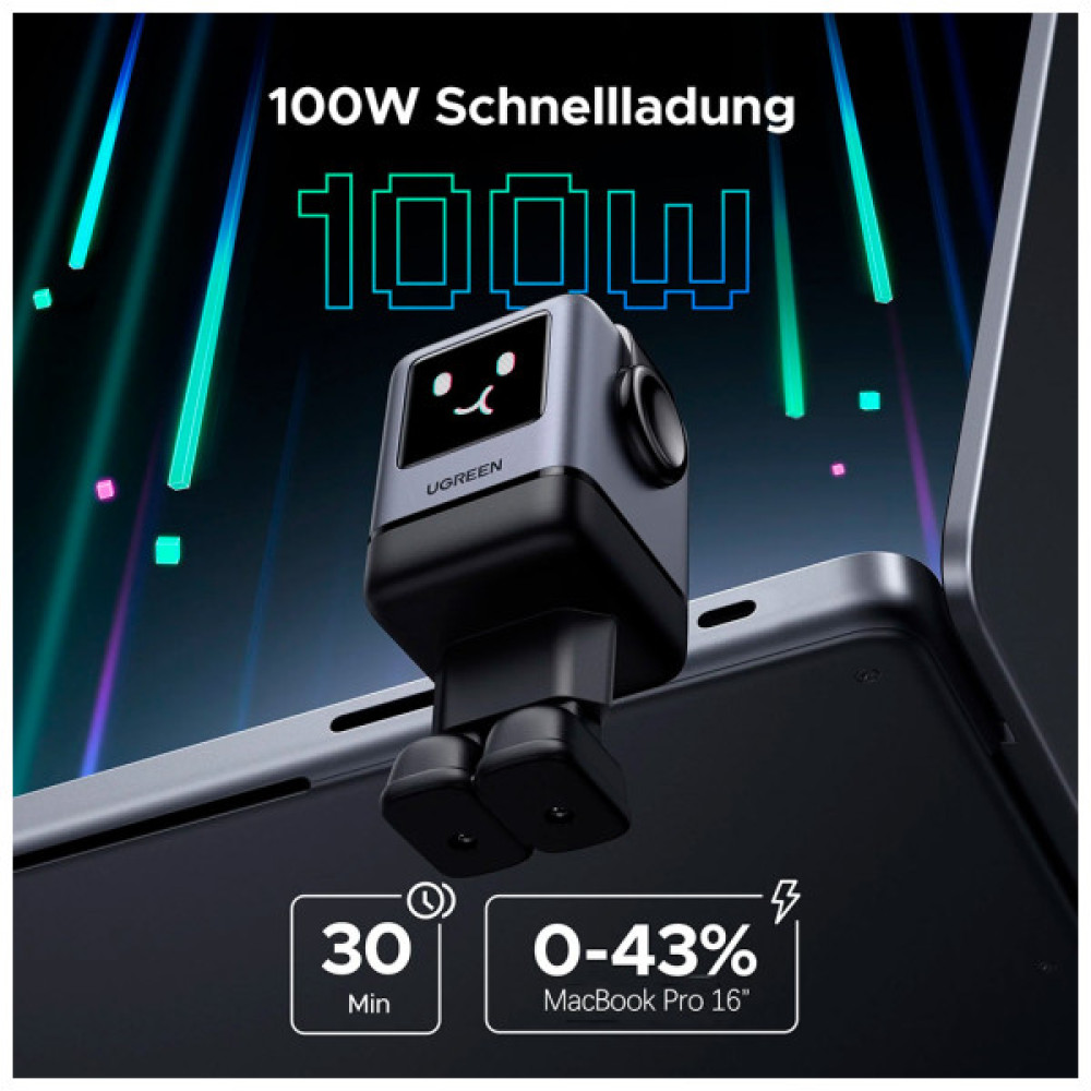 Зарядний пристрій Ugreen 1xUSB + 3xUSB-C GaN 100W Robot X688 gray (45515B)