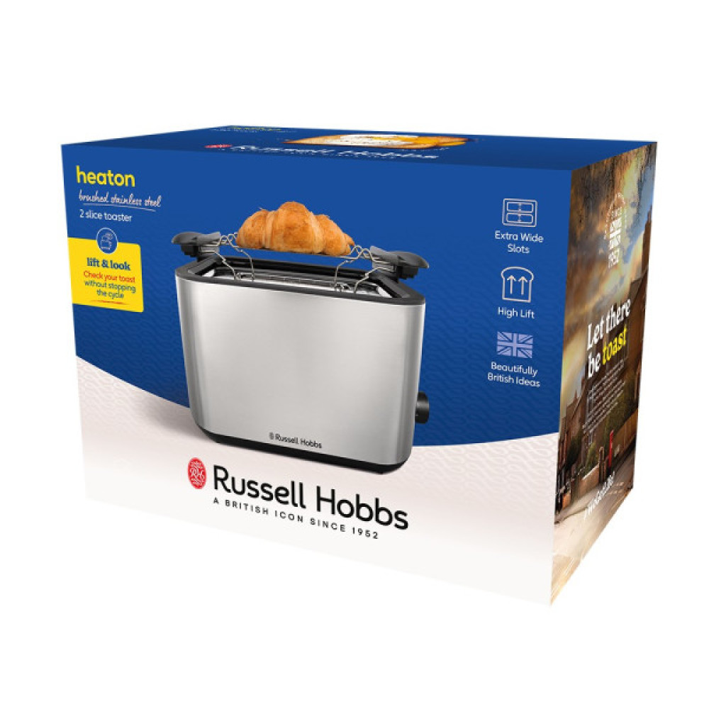 Тостер  Russell Hobbs Heaton, нержав., підігрів,разморозка, чорний+нерж
