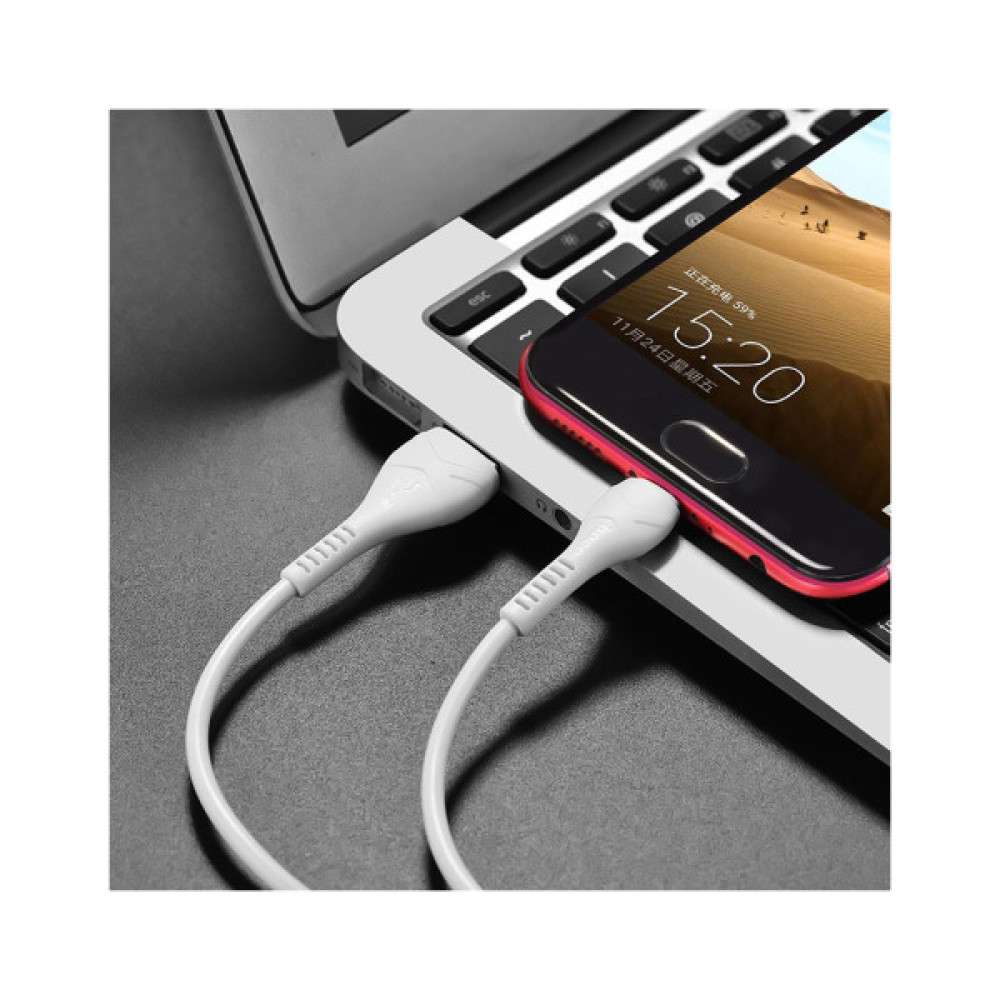Дата кабель USB 2.0 AM to Micro 5P 1.0m 2.4A PVC X37 white HOCO (6931474710505)