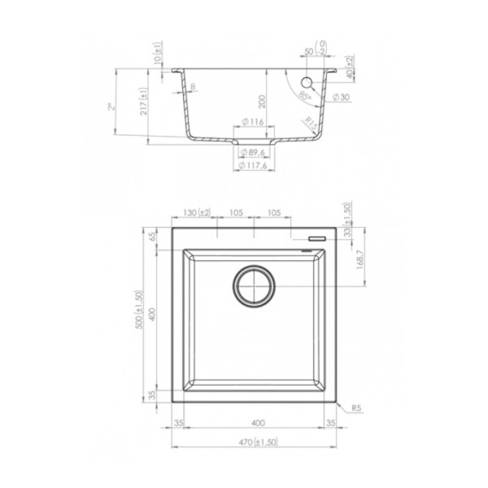 Мийка кухонна Elleci Q 102 on top nero 40